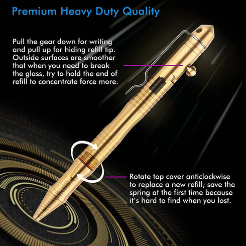 SMOOTHERPRO Solid Brass Bolt Action Pen, Refillable Heavy Duty for Tremor Parkinson Arthritic Writing, Retro Black
