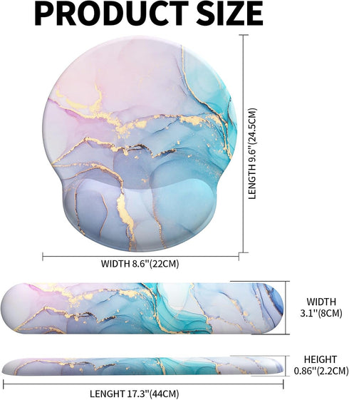 Ergonomic Mouse Pad Wrist Support, Memory Foam Keyboard Wrist Pad & Gel Wrist Rest Set for Easy Typing & Pain Relief