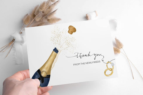 50 4x6 Heather & Willow Wedding Thank You Cards from the New Mr and Mrs | Bulk Thank You Cards with Envelopes |