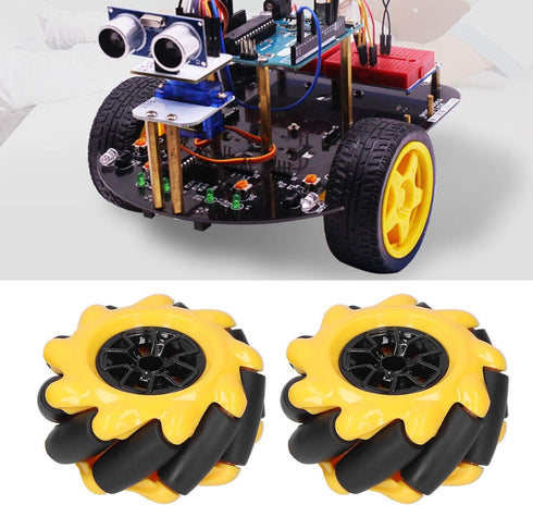 60mm Parts((2 Yellow High Hideness Mecanum Wheel -Directional Wheel TT Motor Hubs/Connector for Robot Car Kit DIY STEM