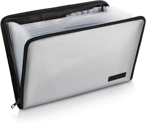 ENGPOW Expanding File Folder - Fireproof Waterproof Document Organizer with 13 Pockets, Zipper Closure, Portable Pouch