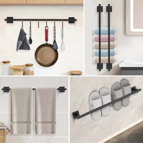 YACVCL Bath Towel Bar Black, 23.6 Inch Towel Rack, 304 Stainless Steel Bathroom Accessories Wall Mounted