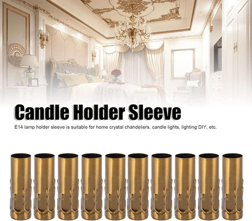 MUNEFE 10Pcs E14 Metal Candle Socket Covers, Candle Lamp Base Tube, Candle Socket Covers for Chandelier Lihtin