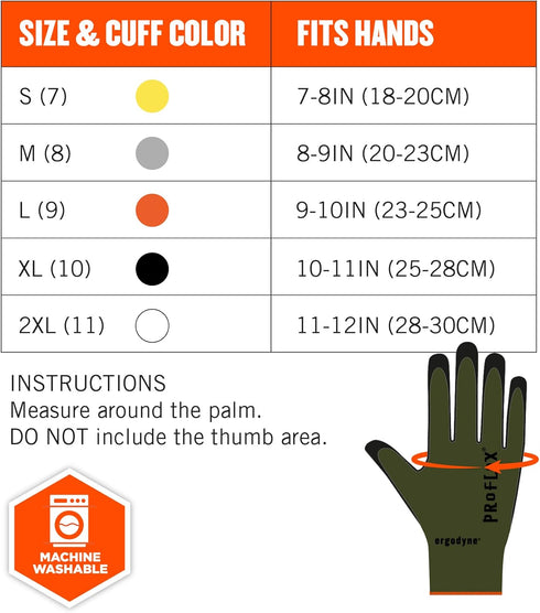 Ergodyne ProFlex 7042 Cut Resistant Work Gloves, ANSI A4, Green, Contact Heat Resistant Sandy Nitrile Coated Palms