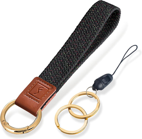Fishent Stretchy Key Chain, Cute Keychain Wristlet, Upgraded Woven Lanyard for Keys, ID Badges, Phone (Starry Night)