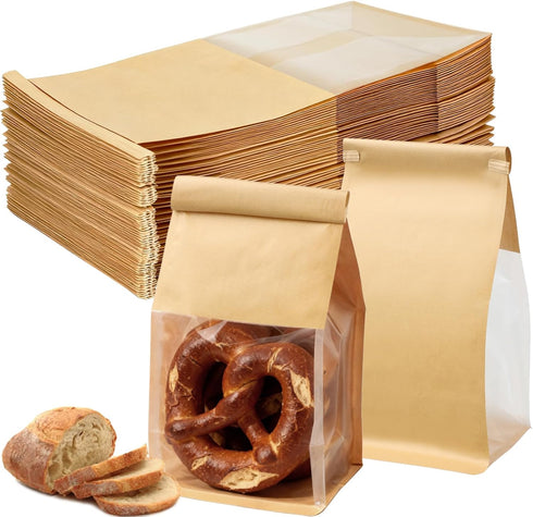 100PCS Bread Bags for Homemade Sourdough Bakery Cookie Kraft Paper Bag 5.1