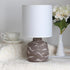 LT1171-TAU 13.78" Simple Designs Chic Glow Marble Inspired Ceramic Table Lamp with Fabric Shade, for Bedroom, Office