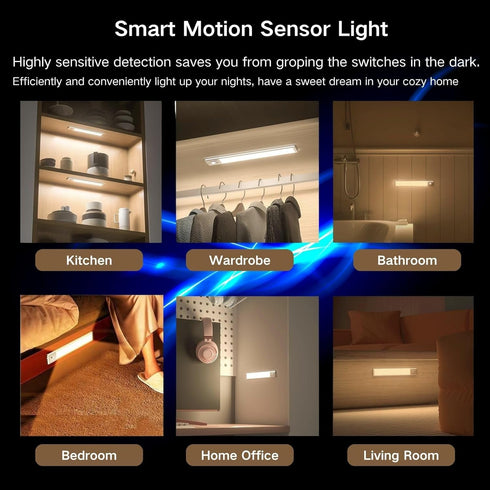 Closet 3-Color Dimmable Counter (2, 16 inch) Motion Sensor Under Cabinet Lighting-Magnetic Rechargeable Lights
