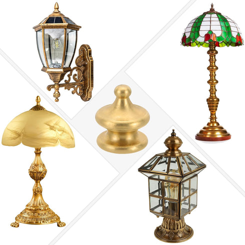 PATIKIL 18 25mm 3 Set x Lamp Finials Caps Knob, Solid Brass Lamp Shade Top Decoration Screw Cap Nuts with Brass