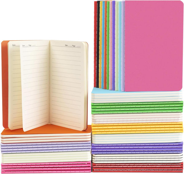 Small Lined Notebooks Bulk, 60 Packs Mini Journal Pocket Notepads Set, Colorful Cover Notebooks for Kids, 3.5 x 5.5