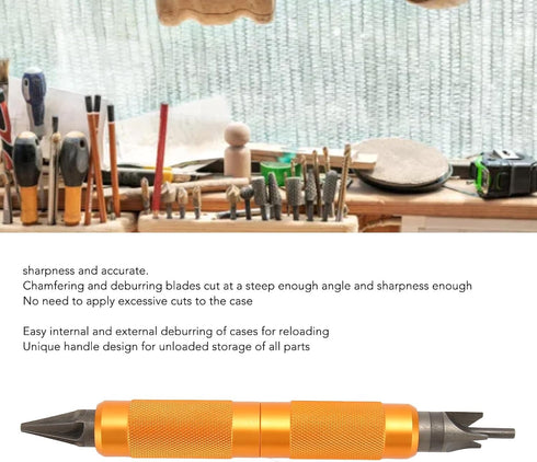 Double Ended Case Prep Multi Tool, Steel Chamfer Deburring Tools for Reloading Equipment Primer Pocket Cleaners