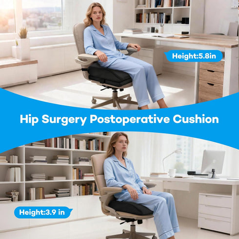 CRAURU Memory Foam Post Hip Surgery Cushion Adjustable Height Hip Replacement Recovery Cushion with Non Slip Bottom