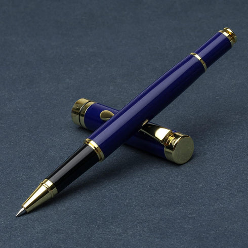 Luxury Ballpoint Pens Best Ball Pen Gift Set for Men & Women Professional Executive Office Nice BallPens Classy Gift Box Ballpoint Black Refill Line width 0.5mm (Blue Gold)