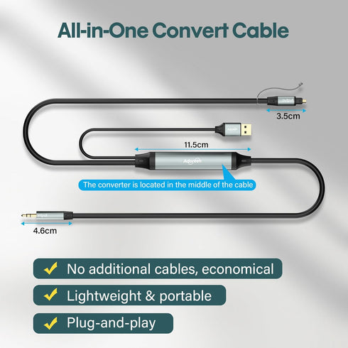 1/8" 3.5mm 10 Adoreen Unidirectional AUX Input to SPDIF/Toslink Output Optical Adapter Cable Ft, Analog to Digital