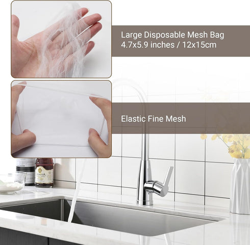 HARSKIYER 100 Triangular Kitchen Sink Rack with Disposable Mesh Bags, Triangle Sink Food Catcher, Gray Kitchen Corner