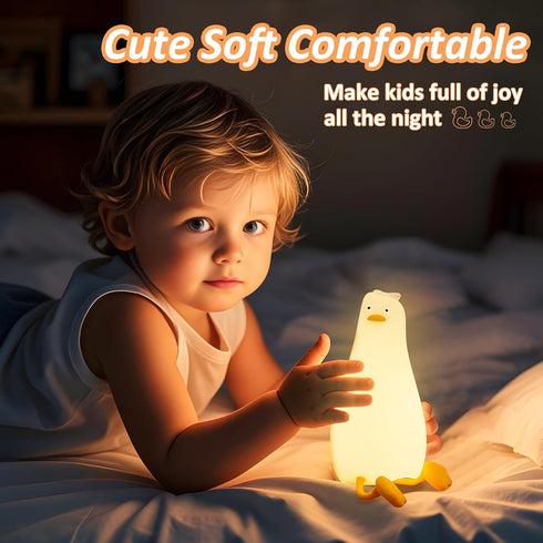 Dimmer Anywin Lying Flat Duck Night Light, Cute Light Up Duck Soft Silicone Nursery Night Lamp with Touch Control