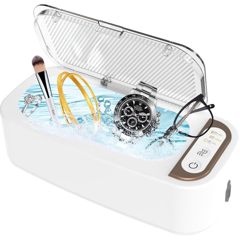 Ultrasonic Jewelry Cleaner, 48KHz Professional Chargeable Ultrasonic Cleaner with Digital Timer for Eyeglasses, Watch,