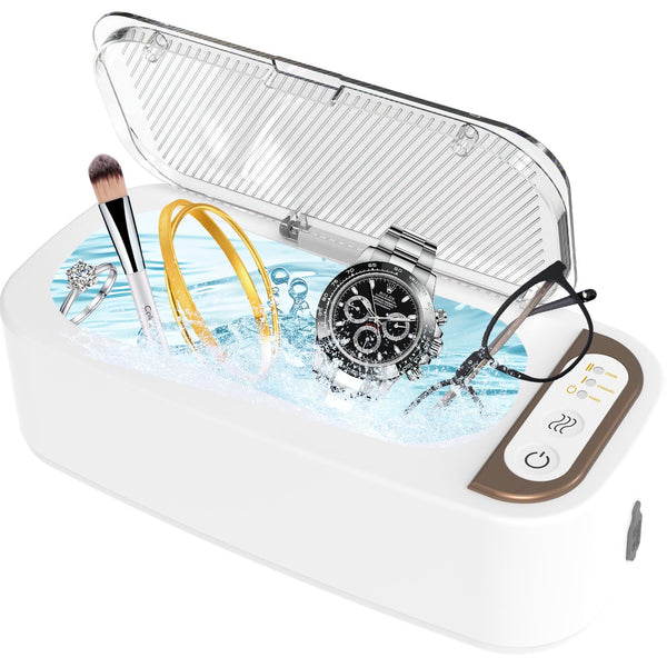 Ultrasonic Jewelry Cleaner, 48KHz Professional Chargeable Ultrasonic Cleaner with Digital Timer for Eyeglasses, Watch,