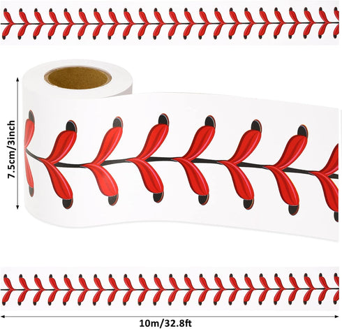 Whaline 32.8ft Baseball Bulletin Board Borders, Sport Theme Die-Cut Trim, Baseball Patterned for School Classroom Office