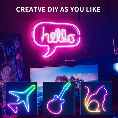segrass 32.8ft IP65 24V LED neon Lights with Remote APP Control Waterproof Flexible Neon Strip Lights RGB Rope Lights