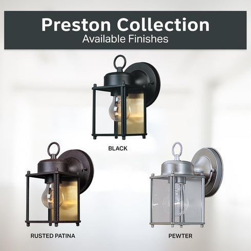 8 Inch 1161-PW DESIGNERS FOUNTAIN Preston Outdoor Light Fixture, Exterior Wall Lantern Sconce for Front Door, Patio