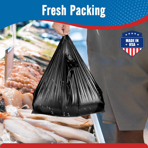 500 Count 11.5" 6.5" 21", Fuxury Plastic T-shirt Bags Black x x Grocery, Trash, Take Out, To Go, Restaurants, Retail