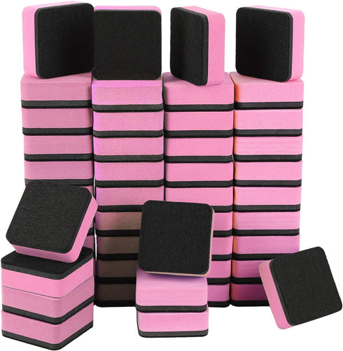 Dry Erase Erasers, 48 Pack Magnetic Whiteboard Erasers for Classroom, Office, Home (48pcs Pink)