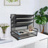 SETTFRFE Office Supplies Desk Organizer, Metal Desktop File Holder with 5-Tier Paper Tray, Black for Efficient Storage