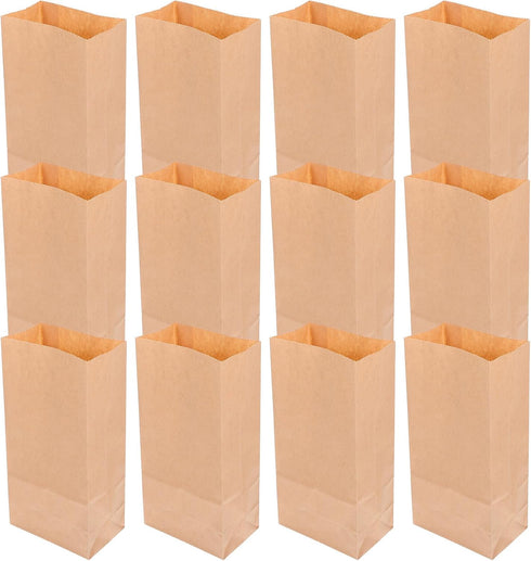 MOKKHNB 100pcs Kraft Paper Bread Bags with Flat Bottom Greaseproof Disposable Bakery Storage