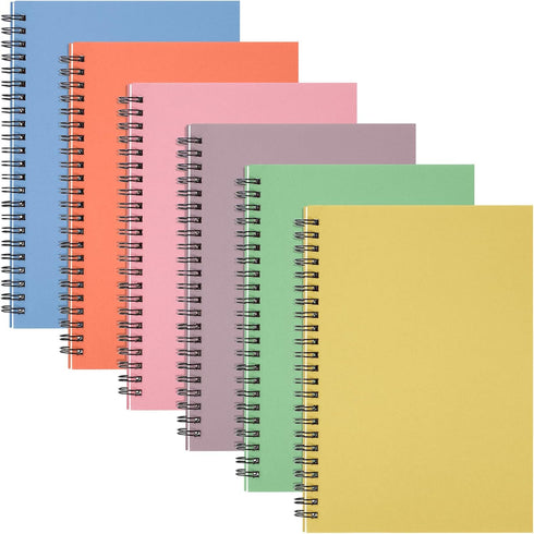 Fuutreo 6 Pcs B5 Spiral Notebook for Work, 10.5 x 7.45 Inch College Ruled Kraft Cover, 70 Sheets, 140 Pages