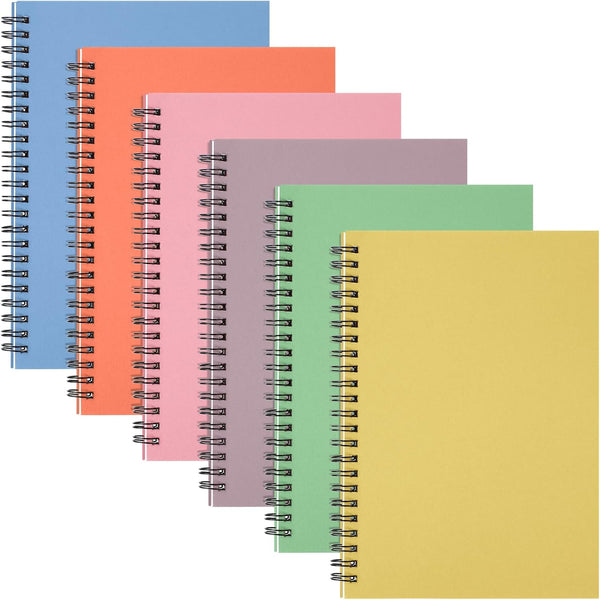 Fuutreo 6 Pcs B5 Spiral Notebook for Work, 10.5 x 7.45 Inch College Ruled Kraft Cover, 70 Sheets, 140 Pages