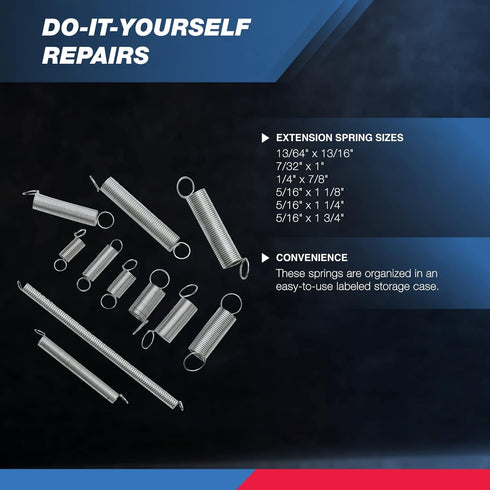 Spring Assortment Set, NEIKO 50456A, 200 Piece, Zinc Plated Steel Mechanical Compression Springs