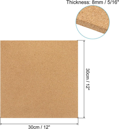 PATIKIL 12x12" Cork Board Tiles, 5/16" Thick, 2 Pack Self Adhesive Bulletin Board for Home Office DIY