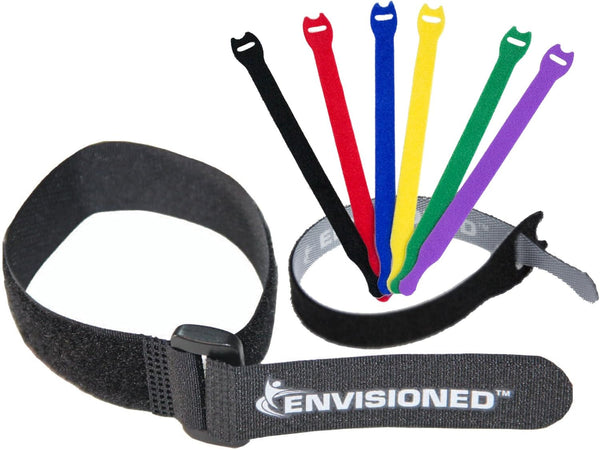 Reusable Cinch Straps & Cable Ties Combo Set, 26 Pack Assortment for Quality Hook & Loop Cable Organization