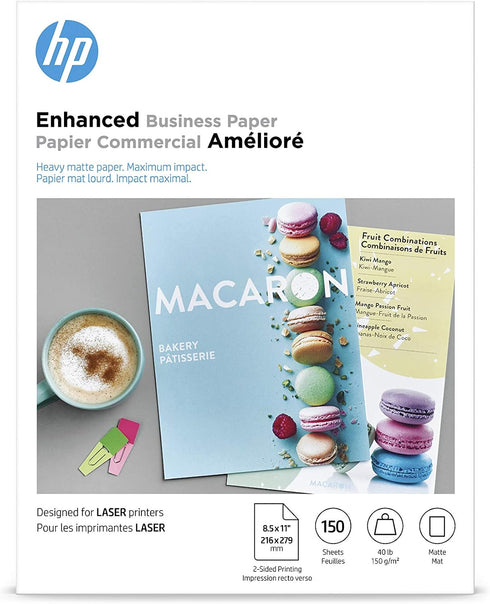 HP Enhanced Business Paper, Matte, 8.5x11 in, 40 lb, 150 sheets, works