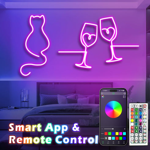 L8star 16.4ft RGB LED Neon Rope Light with Remote Control, Smart Color Changing DIY Mode Neon Flex Strip Lights