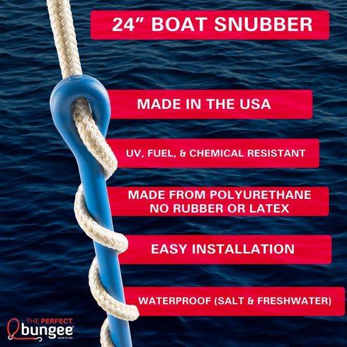 24" The Perfect Bungee Boat Snubber Dock Line Shock Absorber, Heavy Duty, Made in USA