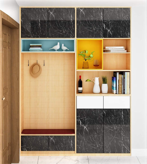 YENHOME Black Marble Contact Paper, 17.7"X118", Peel and Stick Wallpaper for Countertops, Glossy Marble for Bathroom