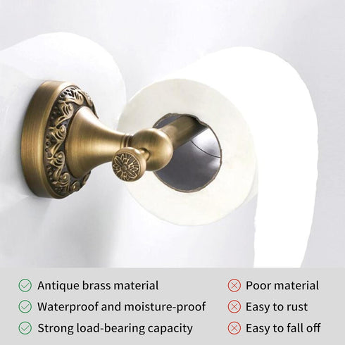 Antique Bronze Brass Toilet Paper Holder, Wall Mounted Bathroom Hardware Accessories with Pattern Carving Design