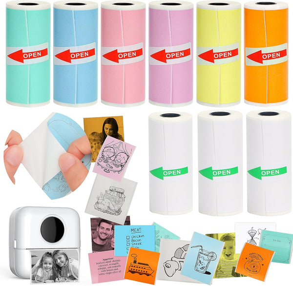 HuiJuKeJi 9 Rolls Mini Printer Sticker Paper - Thermal Self-adhesive Paper for Pocket Printer