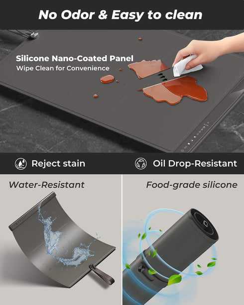 4 Settings, 350W, 120V(AC), Food Warming Mat with Dual Heating Zones, Temp Silicone Easy-Clean, Auto Shut-Off, Timer