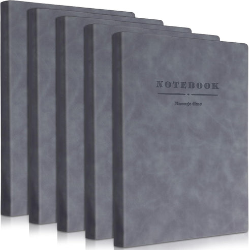 SATINIOR 5 Pack A4 Notebooks, Large Journal, 360 Pages, Leather Softcover, 8.5'' x 11'' (Gray)