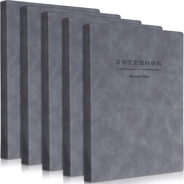 SATINIOR 5 Pack A4 Notebooks, Large Journal, 360 Pages, Leather Softcover, 8.5'' x 11'' (Gray)