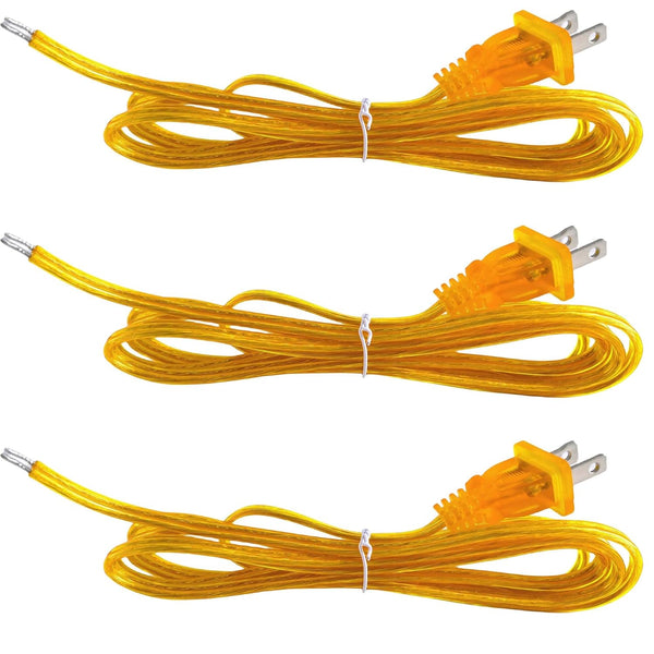 Clear Gold Lamp Cord, 8 Feet Transparent Replacement Cords for Lamp Repair, 3 Pack SPT-1 Wire, 18 AWG DIY Cable
