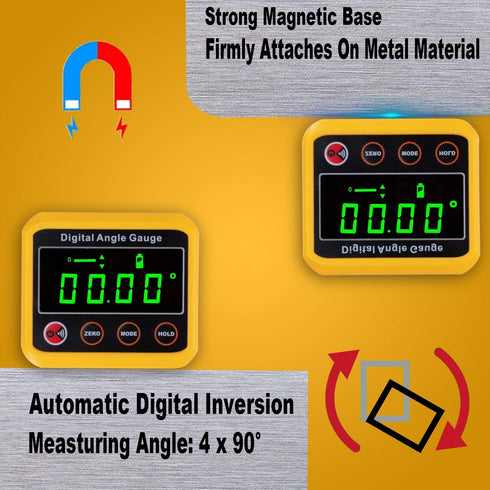 Magnetic Digital Angle Finder Protractor Inclinometer - Cube Digital Level Angle Gauge with Magnetic Base and Backlight
