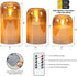 3D Decor(3Pcs, D3H4/5"/6") Eldnacele Gold Glass Flameless Candles with Remote and Timer, Battery Operated Wick