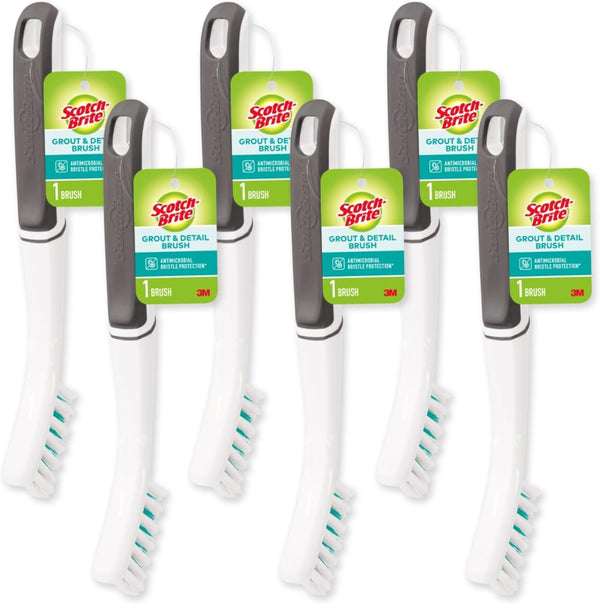Scotch-Brite Tile & Grout Brush, Strong Bristles to Scrub Away Grime, 6