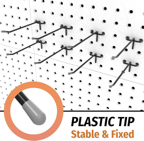 HUHOLE Pegboard Hooks 4 Inch 50PC, Black Peg Board Organizer Accessories for Garage Tool Organization (4 Inch)