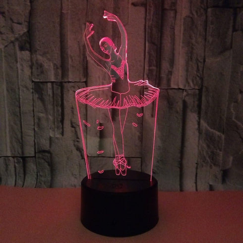 WMH 3D 7 Ballet Dancer Night Light Touch Table Desk Optical Illusion Lamps Color Changing Lights Touch Switch Table