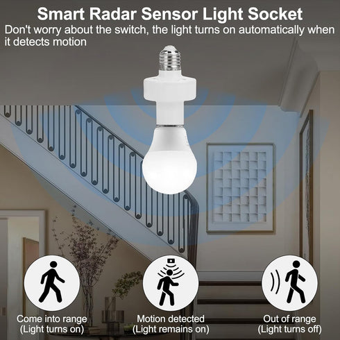 Generic E26/E27 Motion Sensor Light Socket Adapter, Screw-in Light Sensor Sockets for Automatic Control On/Off, Auto